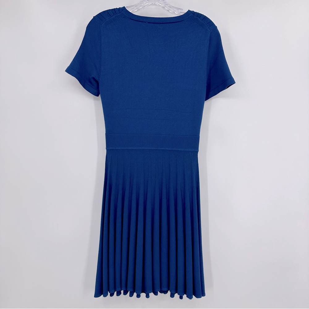 Draper James A-Line Pleated Short Sleeve Knit Sweater Dress Blue Size S - Picture 6 of 8